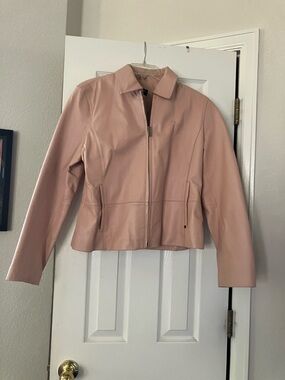Pink leather jacket, size large